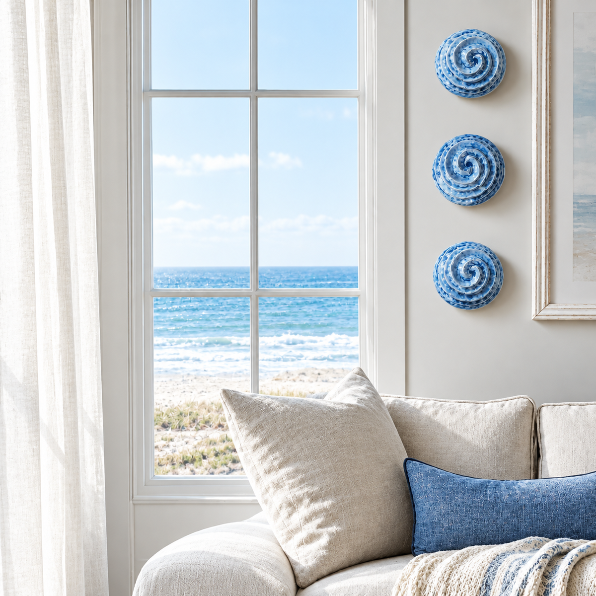 Nautilus shell |Ocean blue|porcelain Wall Sculpture