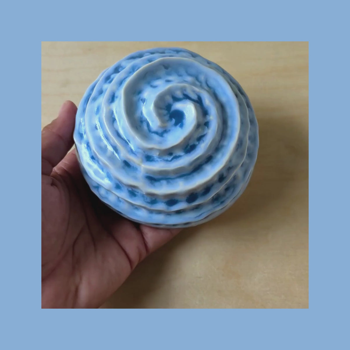 Nautilus shell |Ocean blue|porcelain Wall Sculpture