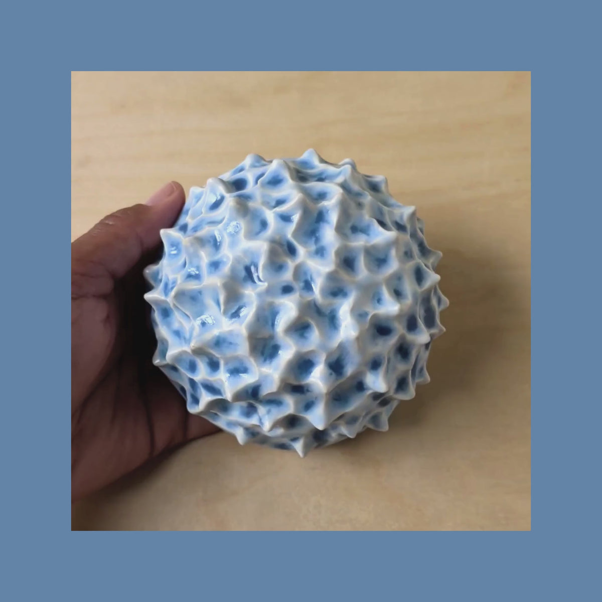 Sea Urchin | Ocean blue |  Ceramic Wall Sculpture